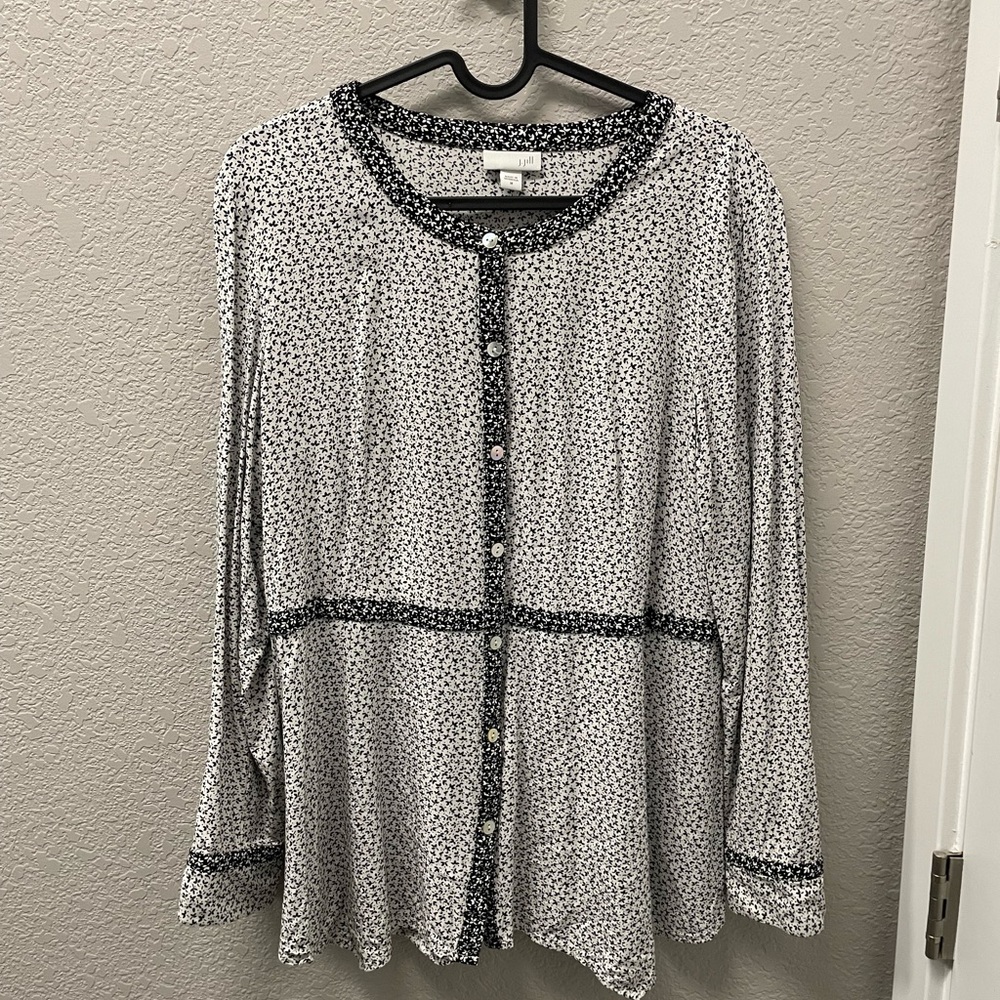 J. Jill Black and White Button-Up Shirt